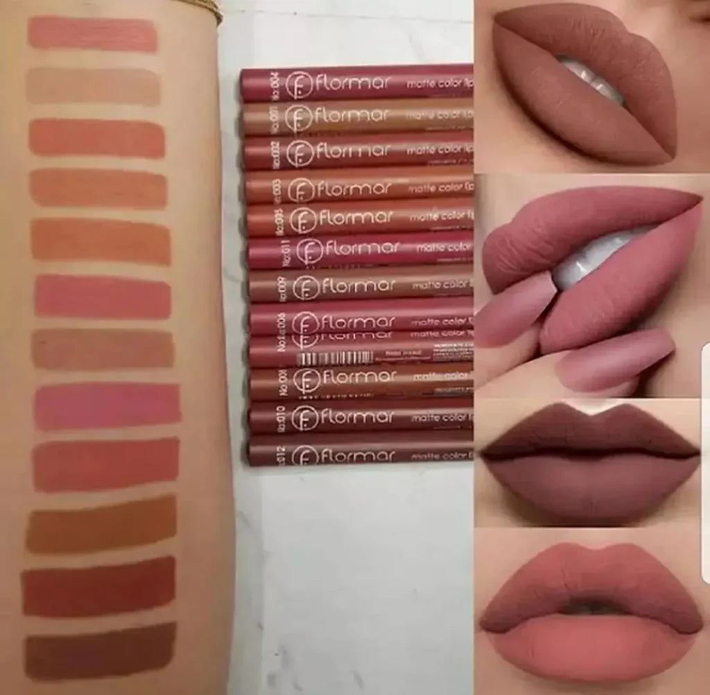 FLORMAR MATTE LIPSTICK PENCIL (12 Piece Pack) - 100% Original